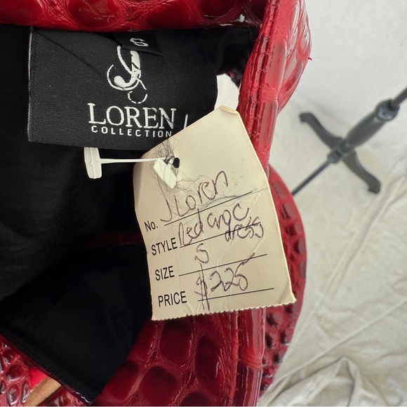 Designer J Loren Collection Off the Shoulder Red Croc Dress Size S - Picture 8 of 9